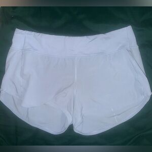 Lululemon Speed Up Mid-Rise Lined Short 4" Blue Linen Size 14